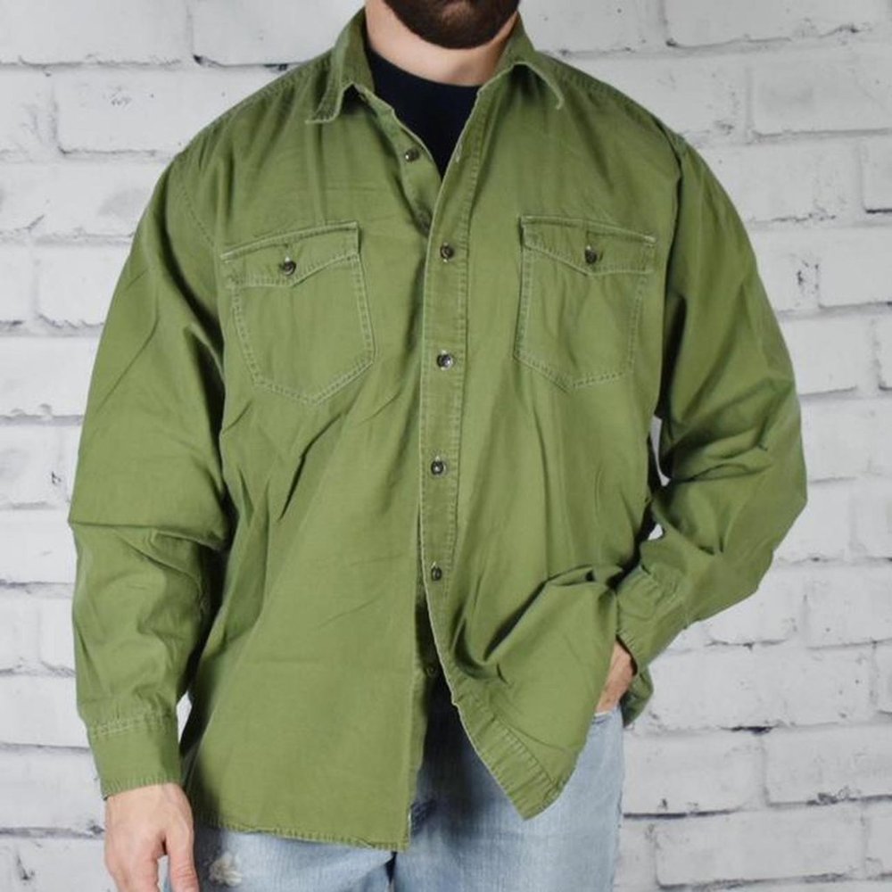 Wrangler Jeans Co. Vintage Y2k Unisex Olive Green Work Shirt